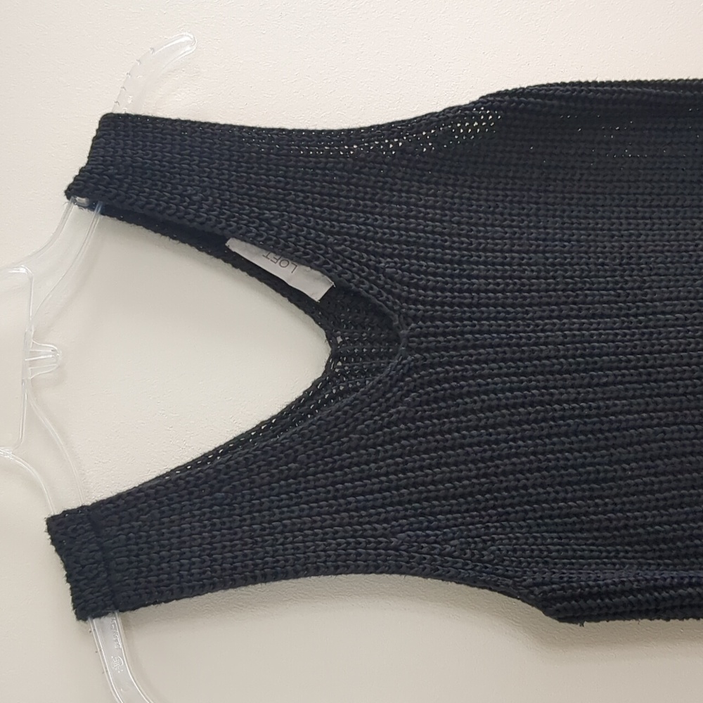 Women's LOFT Black Crochet Sleeveless Sweater (Size M) - Picture 2 of 4